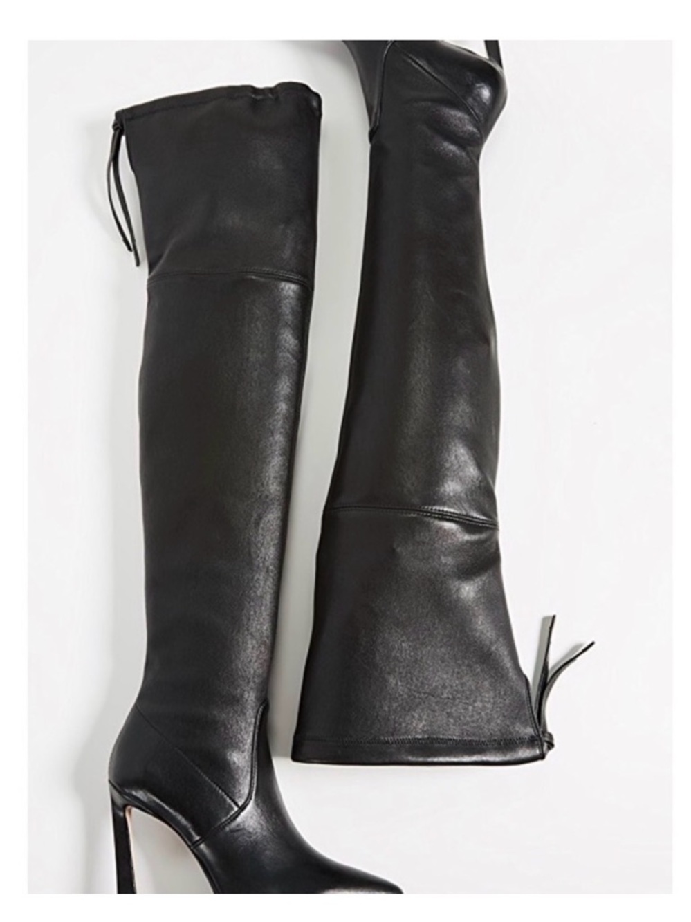 Stuart Weitzman Black Leather Over-the-Knee Stiletto Boots